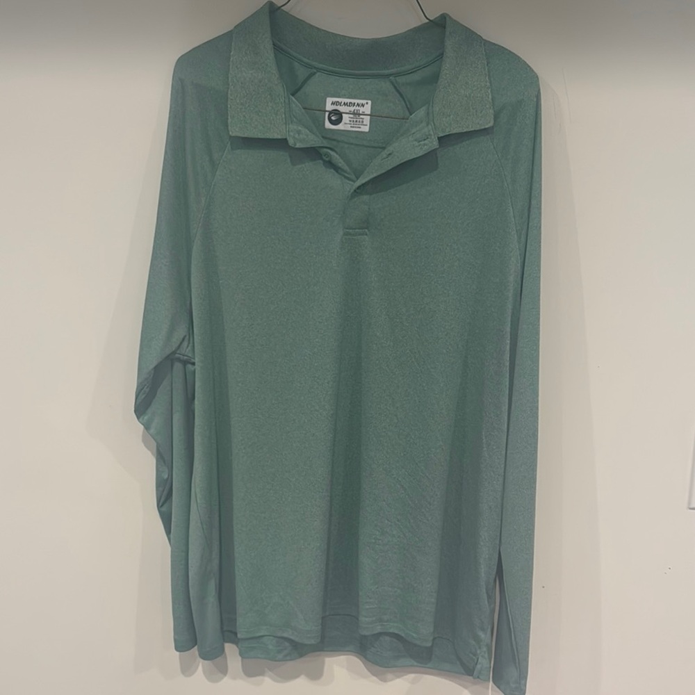 Green Long Sleeve Polo Shirt with Relaxed Fit